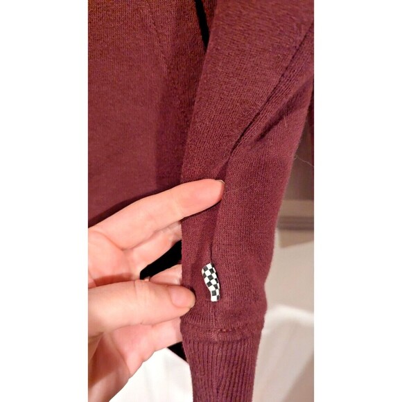 VANS Maroon Logo Pink Checkered Drawstring‎ Hoodie, Sz S Skater Casual Punk - Picture 4 of 4